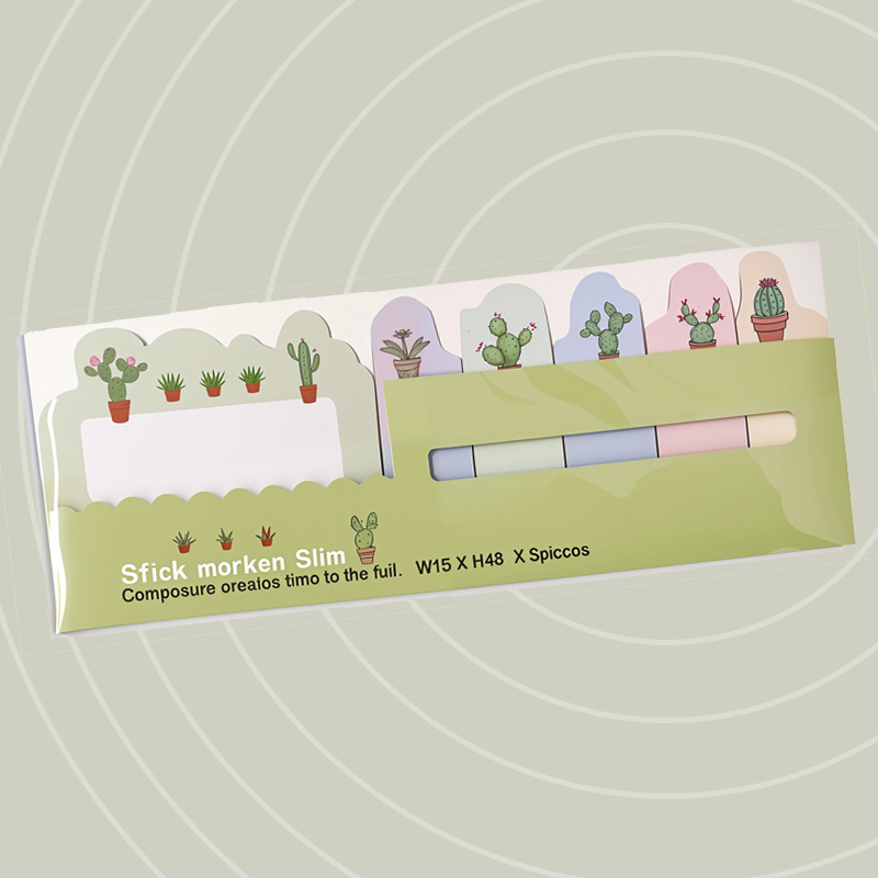 کاغذ یادداشت فانتزی استیک نوت طرح کاکتوس بسته 3 عددی
